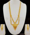 Premium Kolkata Haaram Two Line Forming Pattern Long Necklace With Earring HR1643