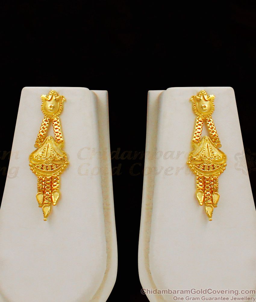 Premium Kolkata Haaram Two Line Forming Pattern Long Necklace With Earring HR1643