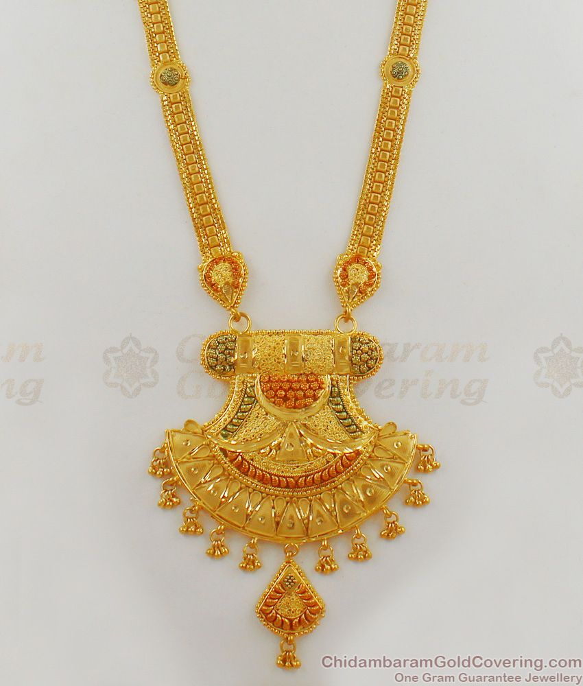 Best Collection Real Gold Haaram Design Forming Pattern With Earring HR1646