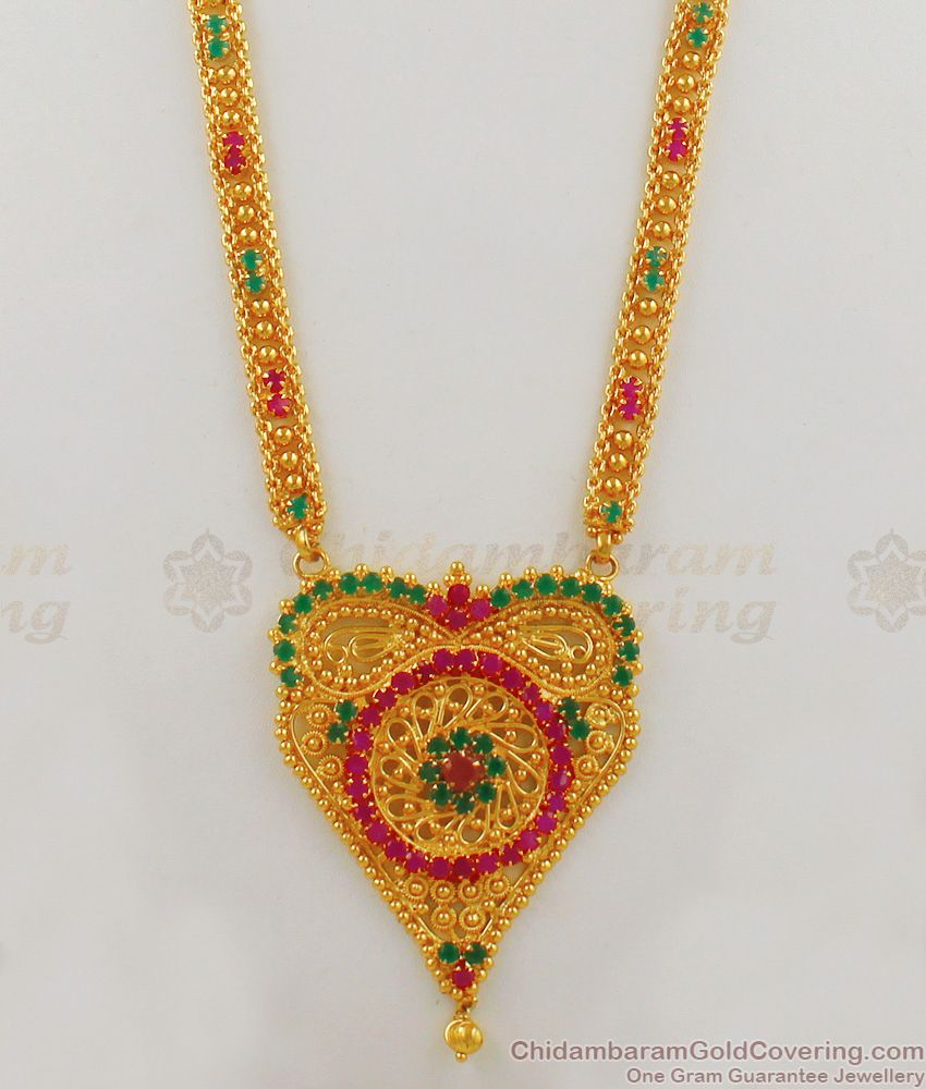 Unique Pattern Multi Colour Stone Long Chain Haarams For Women Buy Online HR1656