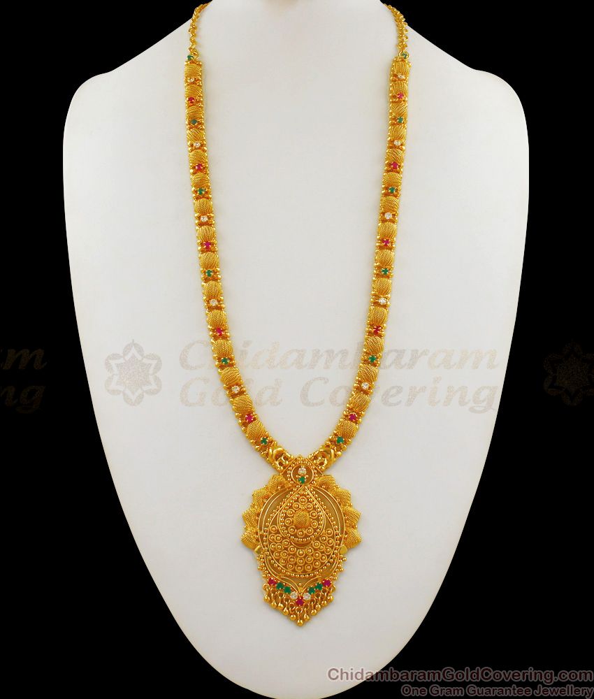 Bridal Wear Multi Colour Stone Gold Long Haarams For Women  Buy Online HR1657