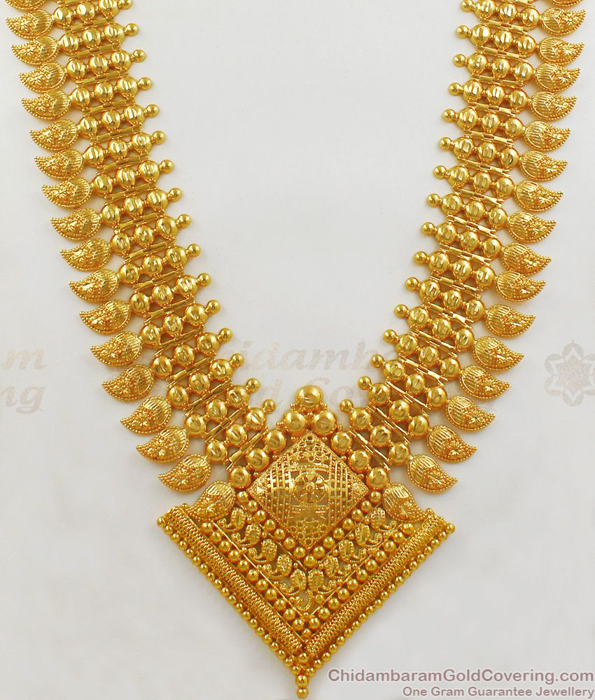 Luxury Kerala Wedding Design Gold Haram One Gram Gold  Jewelry HR1664