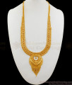Kolkata Pattern Real Gold Long Necklace Marriage Haram One Gram Gold Jewelry HR1672