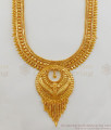 Kolkata Pattern Real Gold Long Necklace Marriage Haram One Gram Gold Jewelry HR1672