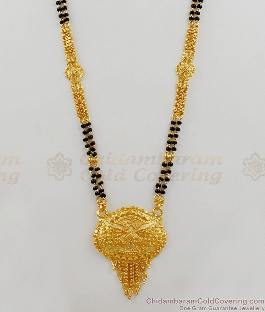 Premium Gold Mangalsutra Design Long Thali Chain With Enamel Design For Women Hr1676