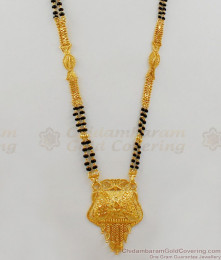 New Arrival Mangalsutra Design Gold Black Beads Forming Thali Chain HR1677