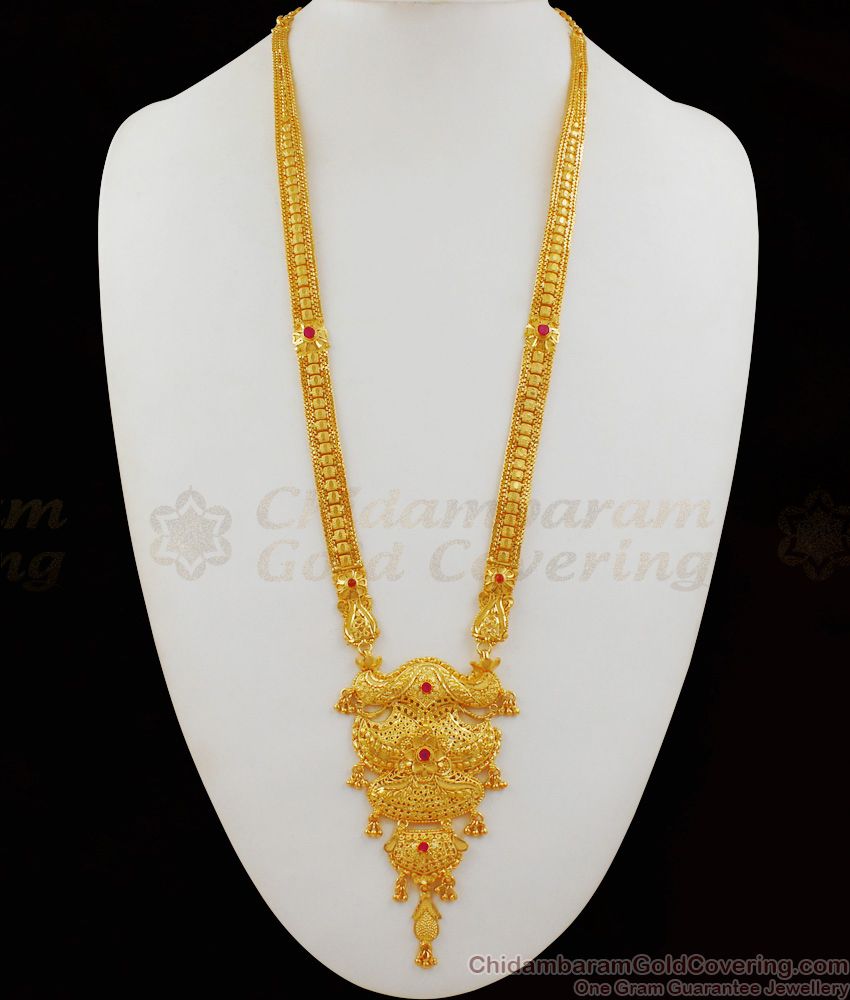 Bridal Collections Gold Haaram Forming Designs Gold Plated Jewelry HR1685