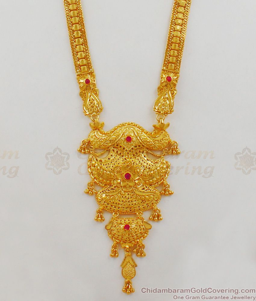 Bridal Collections Gold Haaram Forming Designs Gold Plated Jewelry HR1685