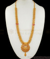 First Quality Gold Haaram  Design With Ruby Stone Long Necklace Jewelry HR1697