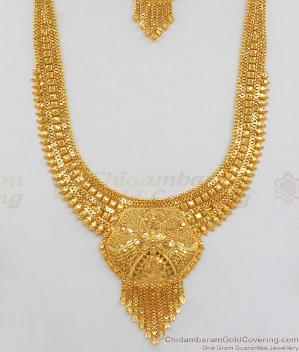 hr1703 latest wedding bride flower long haram set one gram gold plated for marriage online low price 1250 3