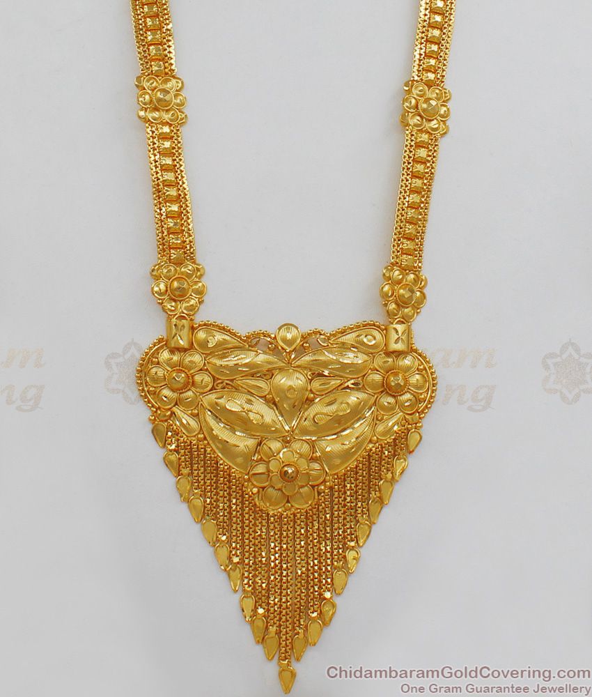Delightful Floral Shape Gold Haaram Design Forming Collection HR1717