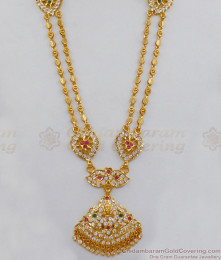 Double Line Lakshmi Design Impon Gold Haaram Jewelry HR1722 Double Line Lakshmi Design Impon Gold Haaram Jewelry HR1722