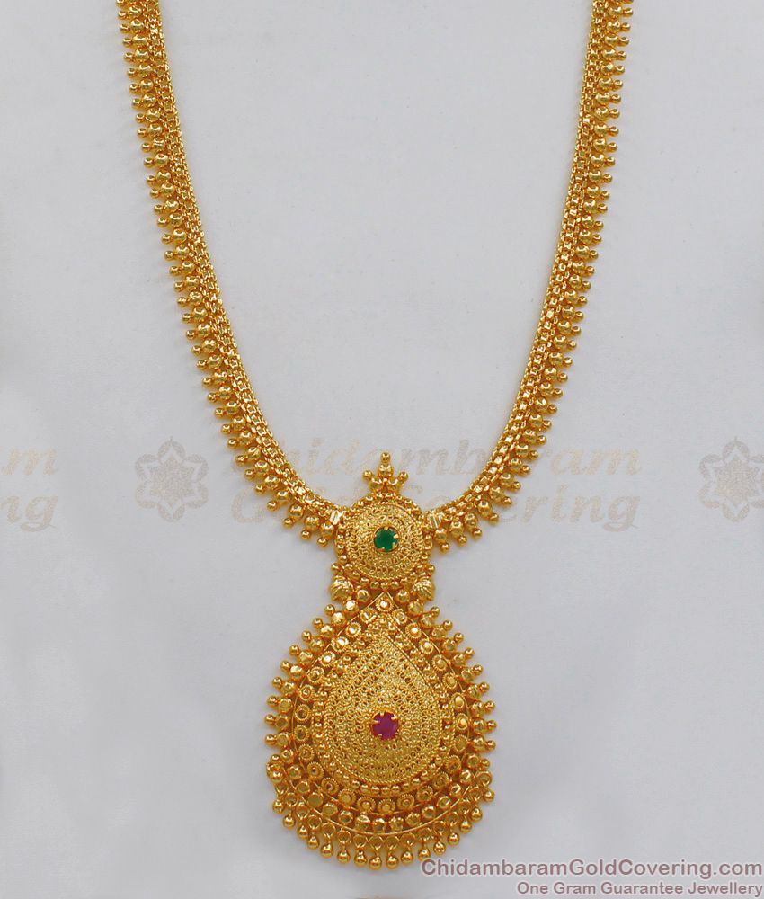 Big Dollar Type Kerala Gold Haaram Design For Bridal Collection HR1727 Big Dollar Type Kerala Gold Haaram Design For Bridal Collection HR1727