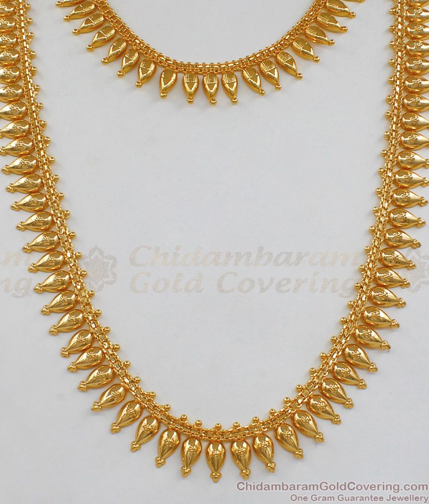 Latest Wedding Collection Gold Haaram And Necklace Combo HR1738