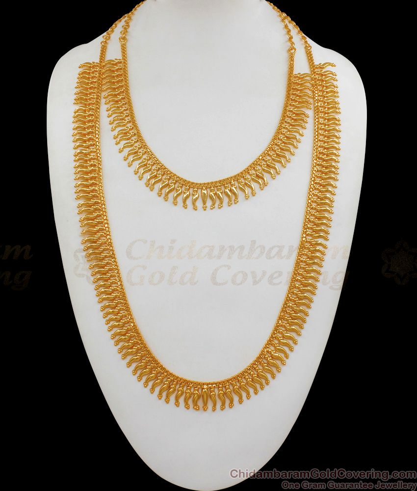 Latest Attractive Gold Haaram And Necklace Combo Set HR1745