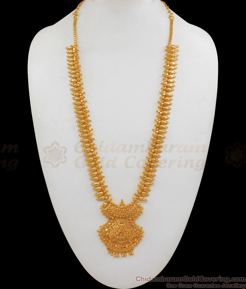 Traditional Gold Long Haaram Design From Chidambaram Gold Covering HR1747