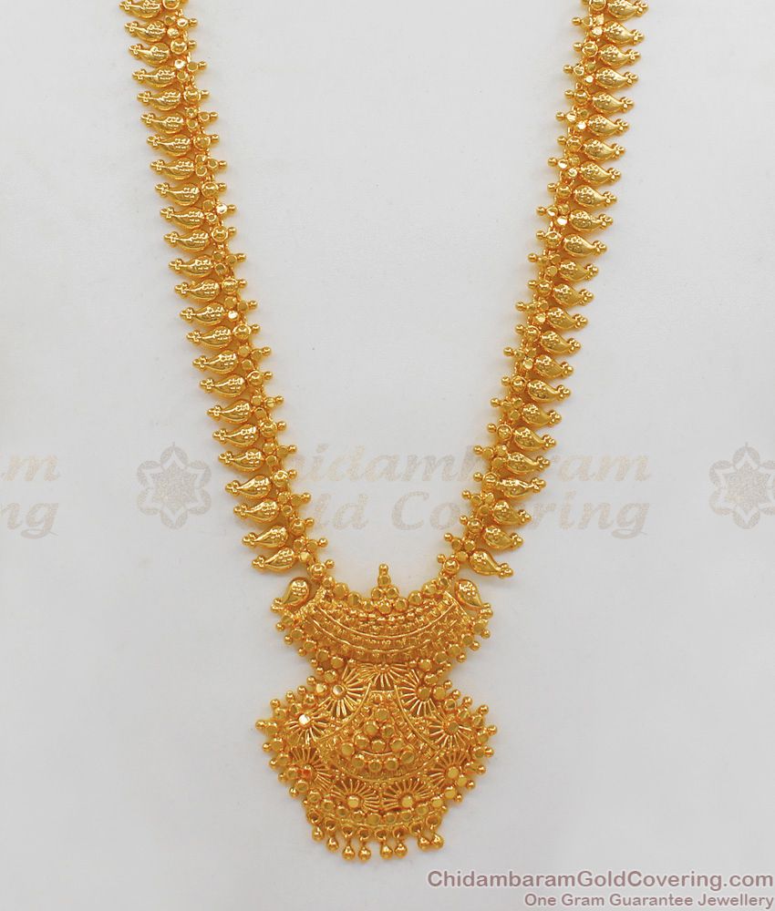 Traditional Gold Long Haaram Design From Chidambaram Gold Covering HR1747