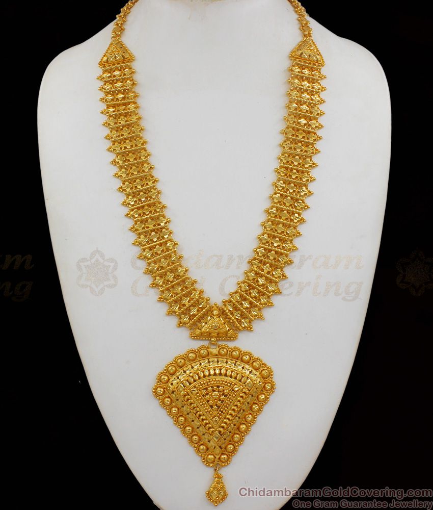 Forming Gold Haram Design with Earrings Kerala Bridal Collection HR1767