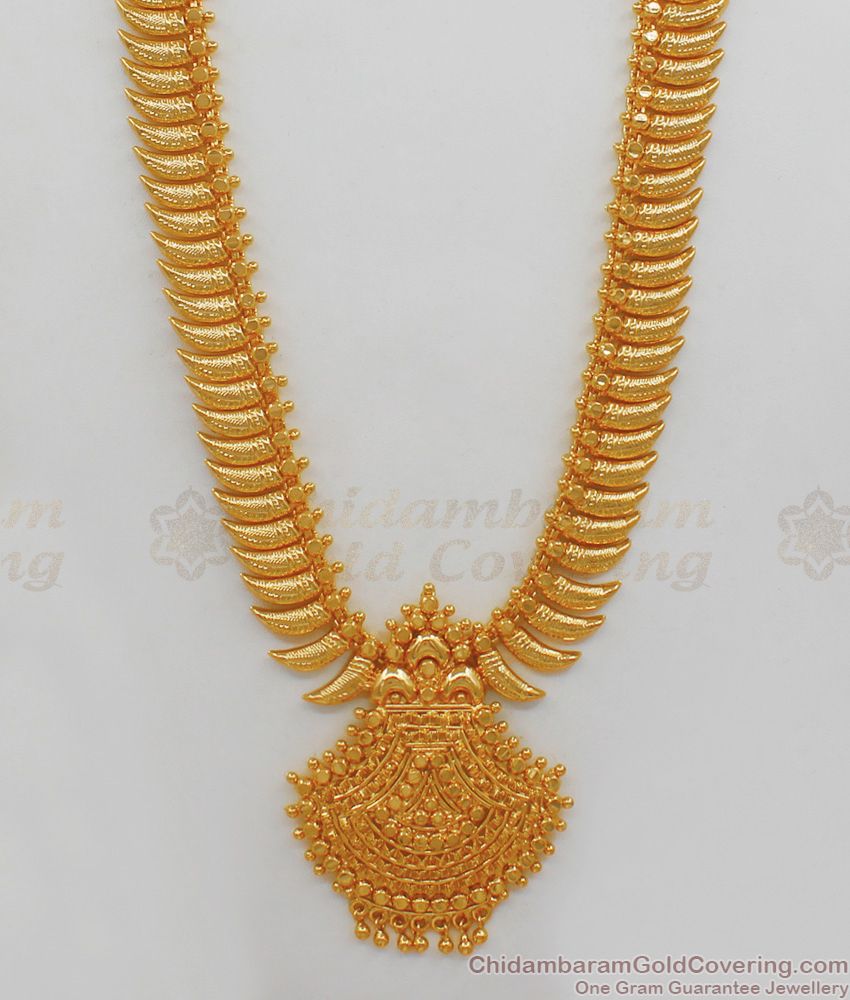 Kerala Mullai Arumbu Gold Haram Design One Gram Gold Plated Long Malai HR1782
