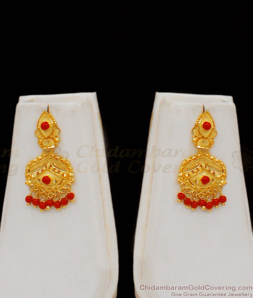 Karnataka Coral Gold Haaram New Arrival Forming Pattern With Earring Combo Set HR1783