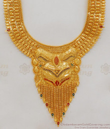 One Gram Gold Haaram Forming Pattern With Earring Combo Set HR1784