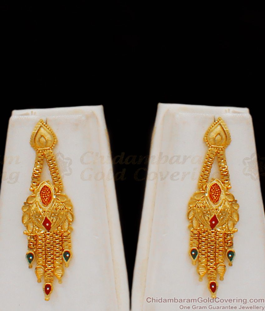 One Gram Gold Haaram Forming Pattern With Earring Combo Set HR1784