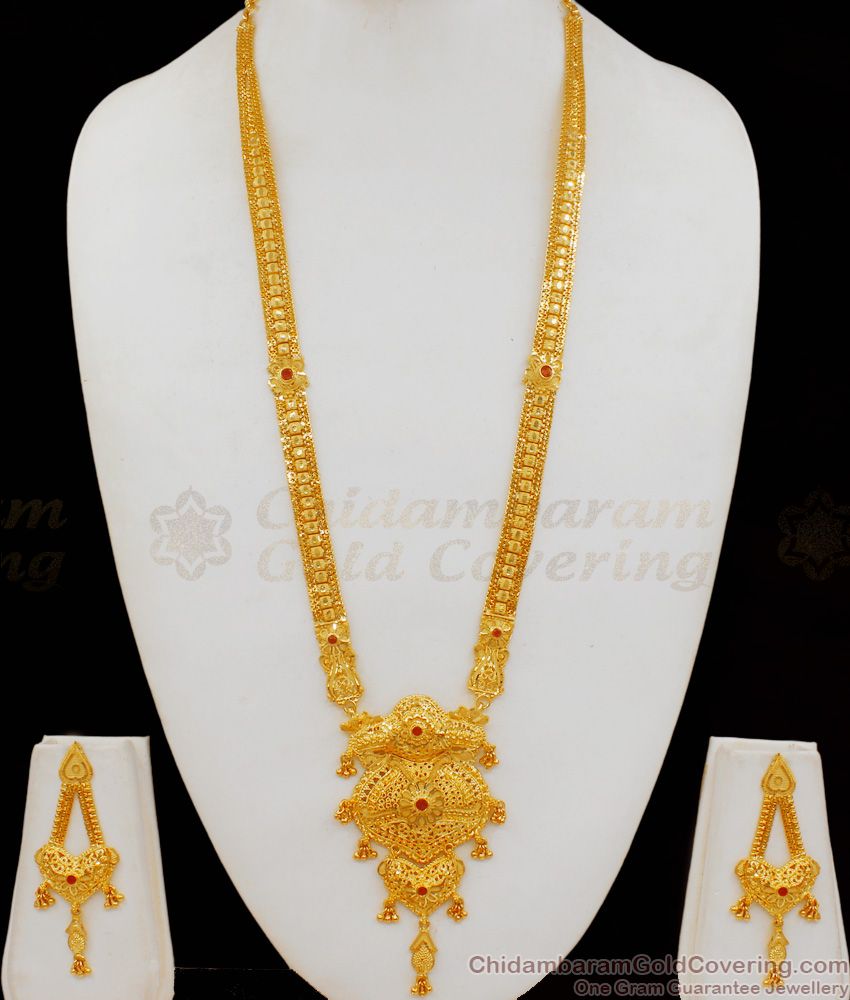 Bridal Collections Gold Haaram Forming Designs Gold Plated Jewelry HR1786