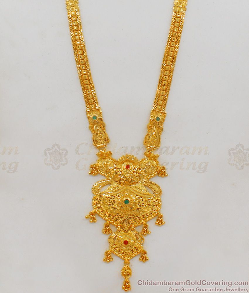 Bridal Collections Gold Haaram Forming Designs Gold Plated Jewelry HR1687