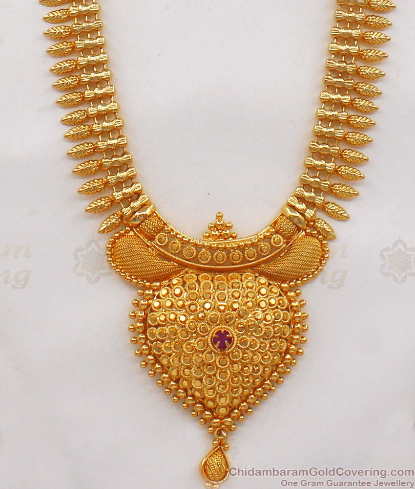 Fast Moving Gold Haram Design With Ruby Stone Gold Plated Jewelry HR1796