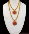 Best Selling Kerala Full Ruby Stone Gold Combo Haram For Bridal Wear HR1804