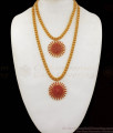 Grand Kerala Full Ruby Stone Gold Combo Haram For Bridal Wear HR1804