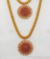 Grand Kerala Full Ruby Stone Gold Combo Haram For Bridal Wear HR1804