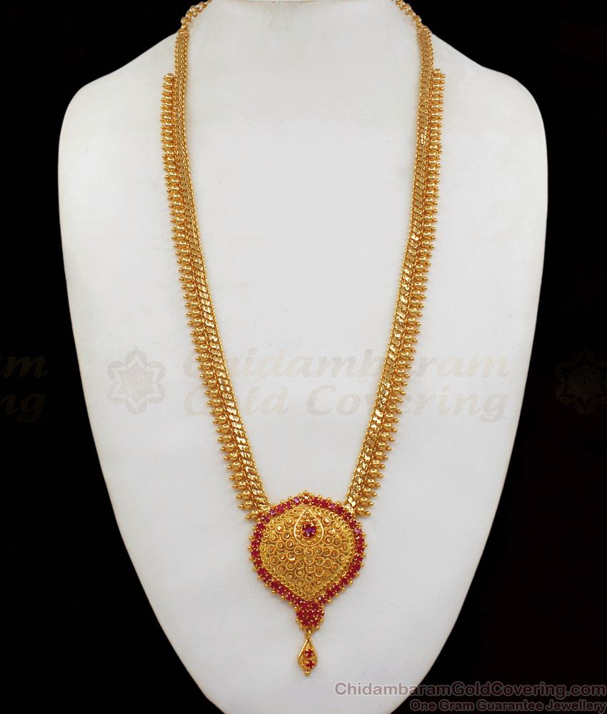 Fabulous Ruby Stone Light Weight Gold Haram Design HR1805