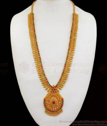 New Trendy Leaf Pattern One Gram Gold Long Haram Design HR1807