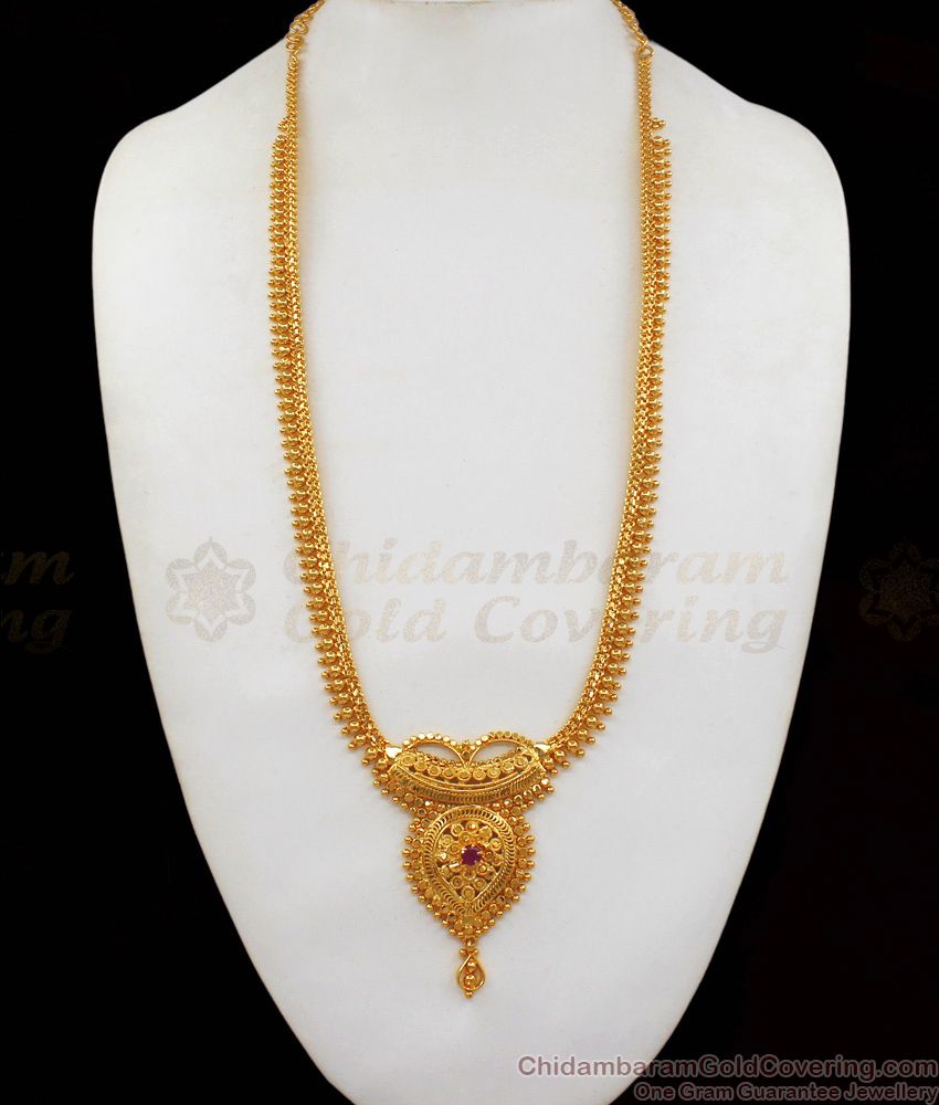 Single Ruby Stone Gold Haram Design Gold Plated Jewelry HR1811 Single Ruby Stone Gold Haram Design Gold Plated Jewelry HR1811