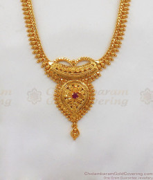Single Ruby Stone Gold Haram Design Gold Plated Jewelry HR1811 Single Ruby Stone Gold Haram Design Gold Plated Jewelry HR1811