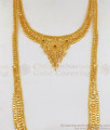 Real Gold Design Forming Ruby Emerald Bridal Necklace Combo Set HR1814