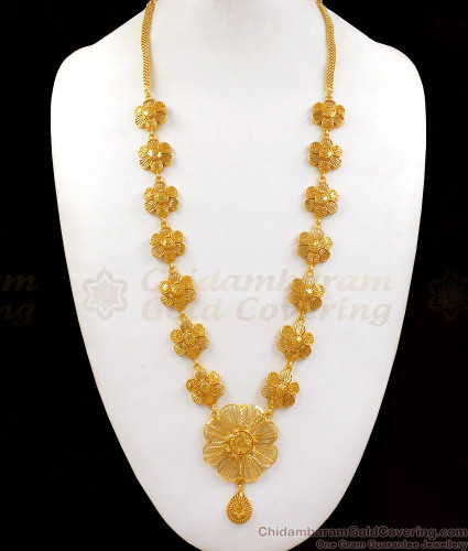 New Modern Flower Pattern Gold Haram For Party Wear HR1820