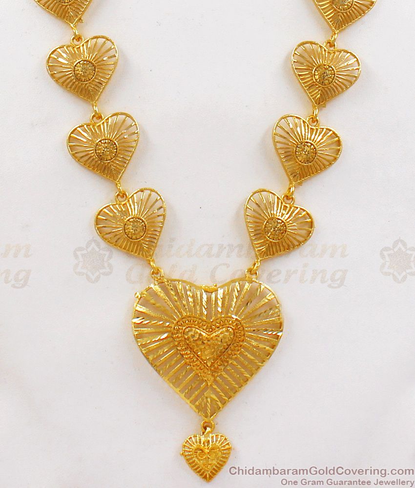 Valentine Heart Design Gold Dollar Long Chain Haram For Wedding HR1821