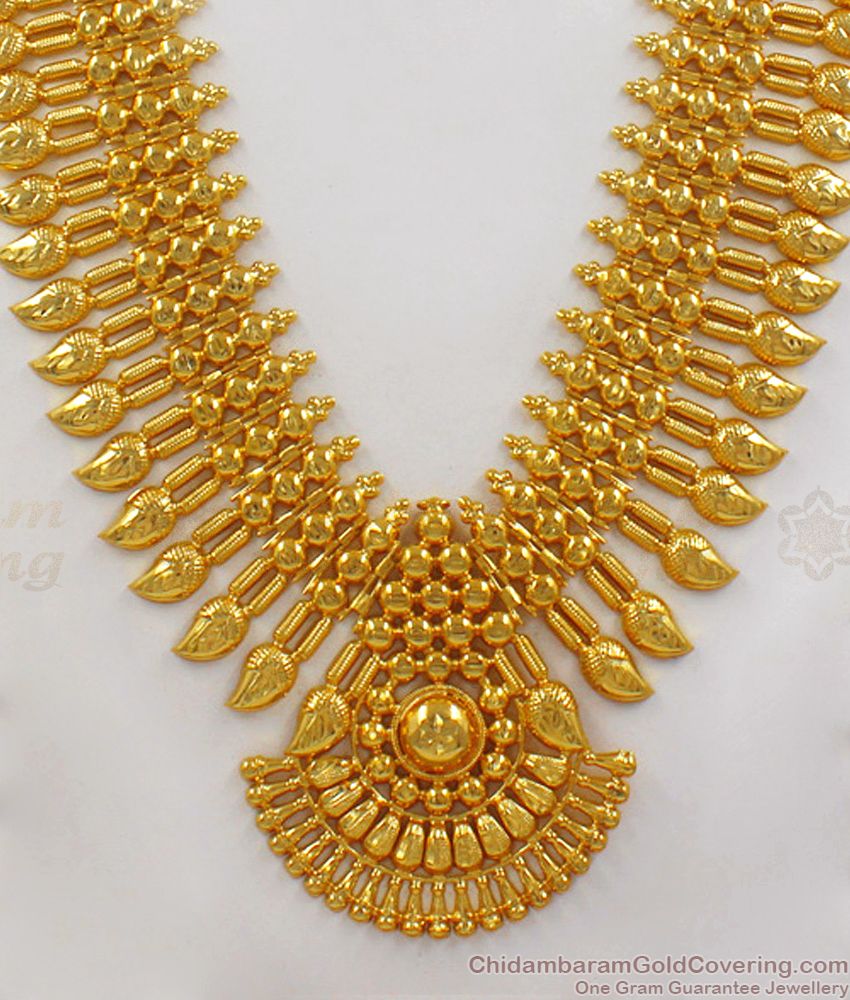 Grand Kerala Pattern Long Gold Haram Wedding Collections HR1825