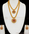 Ravishing Ruby White Stone Gold Haaram With Necklace Earrings HR1834