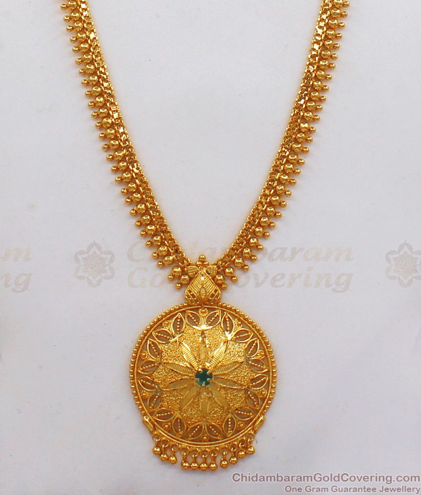 Gorgeous Emerald Stone Gold Haram For Wedding Wear HR1845
