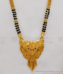 New Arrival Mangalsutra Design Gold Black Beads Plain Thali Chain HR1856