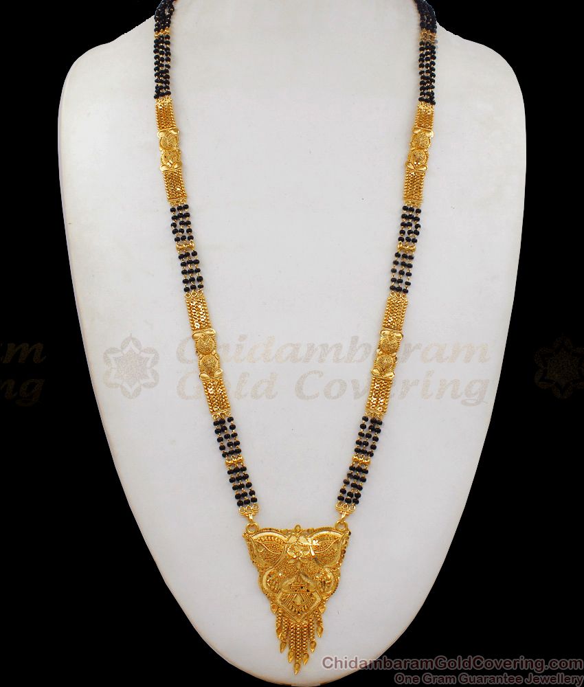 Plain Gold Mangalsutra Design Long Thali Chain Design For Women Hr1857