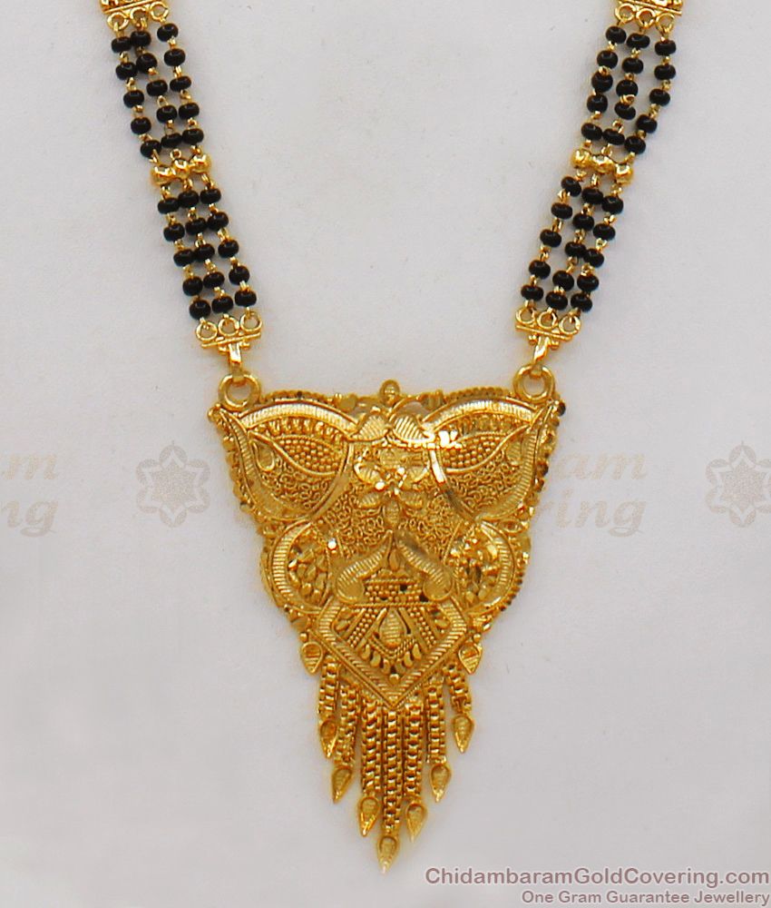 Plain Gold Mangalsutra Design Long Thali Chain Design For Women Hr1857