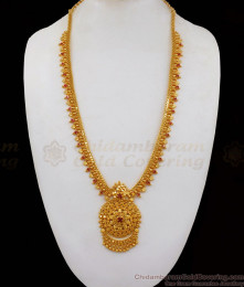 One Gram Gold Ruby Stone Haram For Bridal Wear Collections HR1872