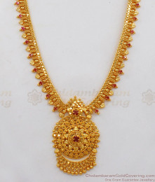 One Gram Gold Ruby Stone Haram For Bridal Wear Collections HR1872 One Gram Gold Ruby Stone Haram For Bridal Wear Collections HR1872