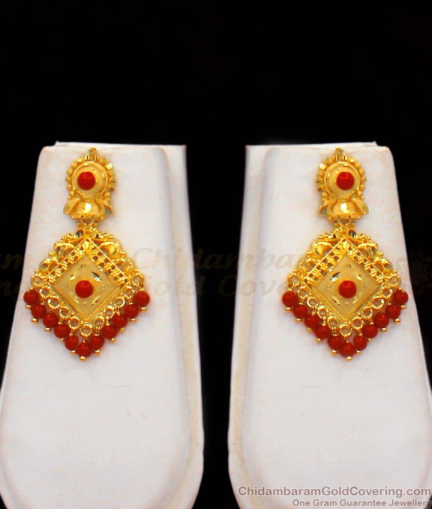 Grand Gold Haram Pavala Stone Pattern With Earrings HR1883