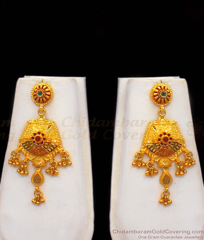 Elegant Enamel Gold Haram With Earrings For Bridal Wear HR1884