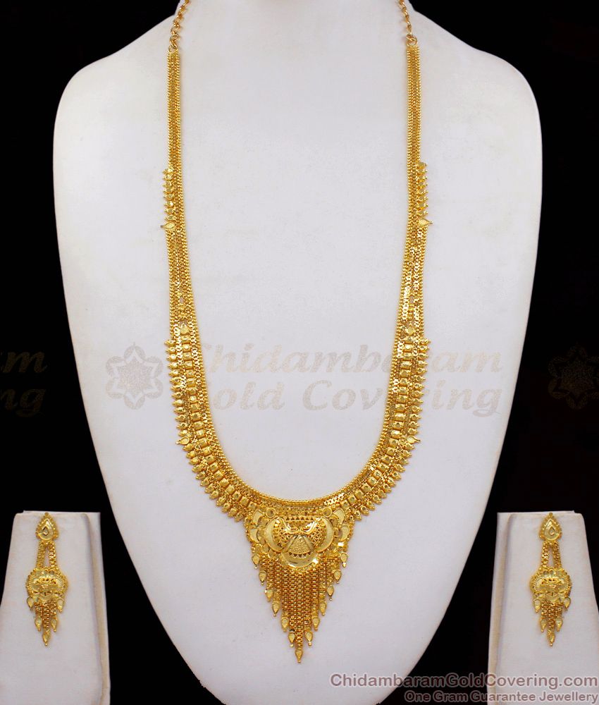 Bridal Wear Forming Gold Haram With Earrings HR1886